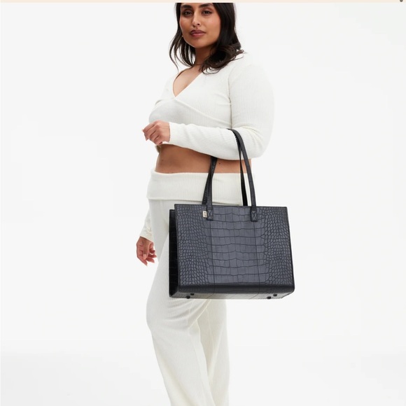 Beis The Work Tote in Black Croc - Picture 4 of 4
